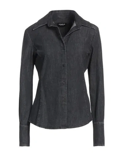 Dondup Woman Denim Shirt Black Size 10 Cotton, Viscose, Polyester, Elastane
