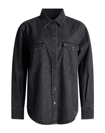 Dondup Woman Denim Shirt Black Size 2 Cotton, Viscose, Polyester, Elastane