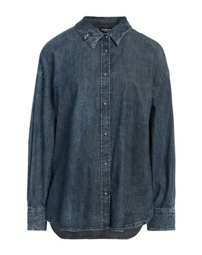 Dondup Woman Denim Shirt Blue Size 8 Cotton, Elastane