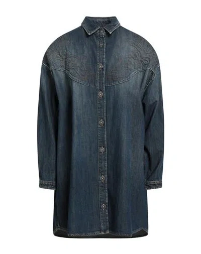 Dondup Woman Denim Shirt Blue Size 2 Cotton