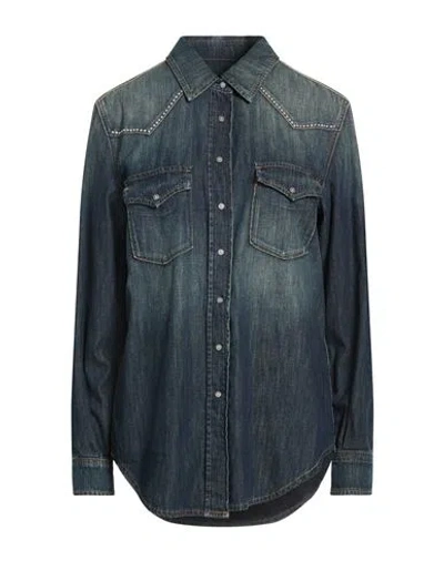 Dondup Woman Denim Shirt Blue Size 6 Cotton