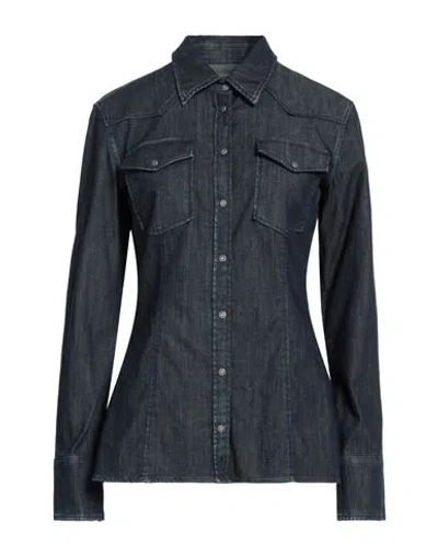 Dondup Woman Denim Shirt Blue Size 6 Cotton, Elastane