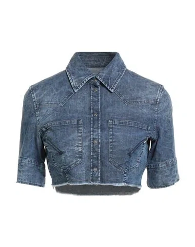 Dondup Woman Denim Shirt Blue Size 8 Cotton, Elastane