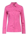 Dondup Woman Denim Shirt Magenta Size 2 Cotton, Elastane In Magenta