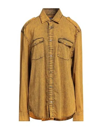 Dondup Woman Denim Shirt Marigold Size S Cotton, Elastane In Yellow