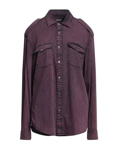 Dondup Woman Denim Shirt Purple Size L Cotton, Elastane