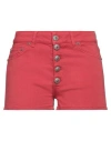 Dondup Woman Denim Shorts Red Size 27 Cotton, Elastomultiester, Elastane