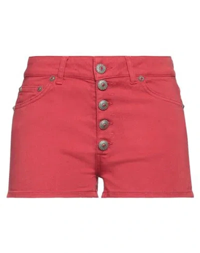 Dondup Woman Denim Shorts Red Size 27 Cotton, Elastomultiester, Elastane