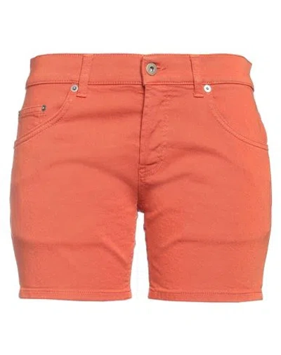 Dondup Woman Denim Shorts Rust Size 28 Cotton, Elastomultiester, Elastane In Red