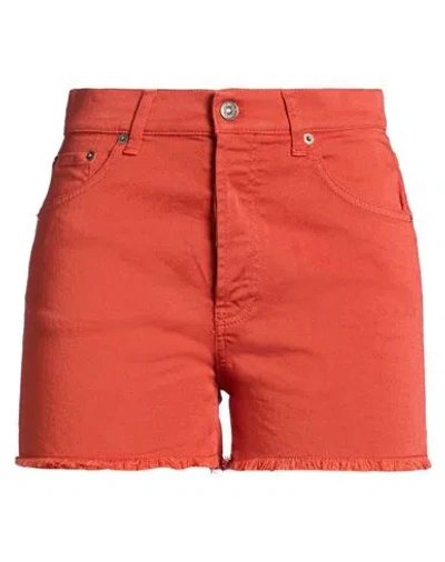Dondup Woman Denim Shorts Rust Size 29 Cotton, Elastomultiester, Elastane In Orange