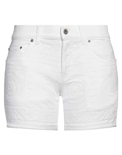 Dondup Woman Denim Shorts White Size 27 Cotton, Elastomultiester, Elastane