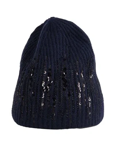 Dondup Woman Hat Midnight Blue Size Onesize Wool, Viscose, Polyamide, Cashmere