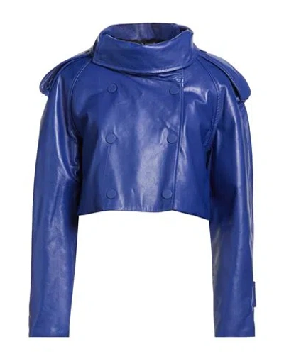 Dondup Woman Jacket Blue Size 4 Lambskin