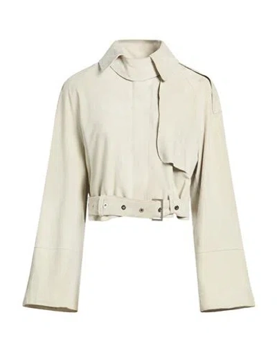 Dondup Woman Jacket Light Grey Size 8 Lambskin In Gray