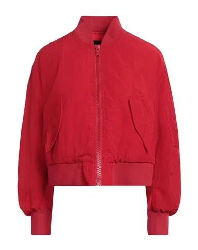 Dondup Woman Jacket Red Size 6 Polyamide, Polyester, Elastane