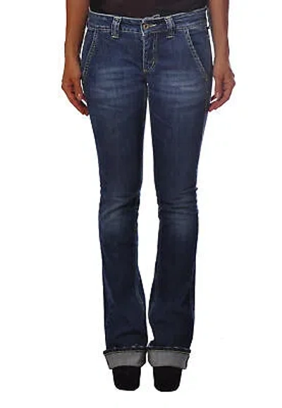 Pre-owned Dondup Woman Jeans A Zampa Blu Medio 3507