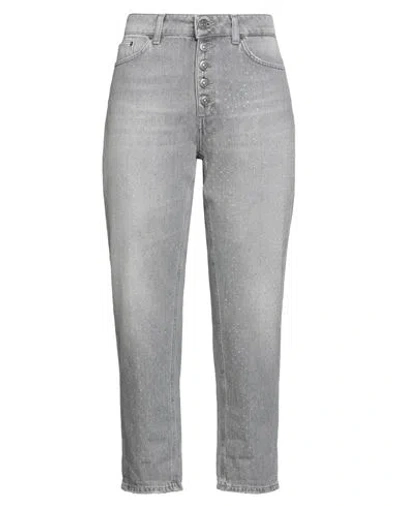 Dondup Woman Jeans Grey Size 28 Cotton In Gray