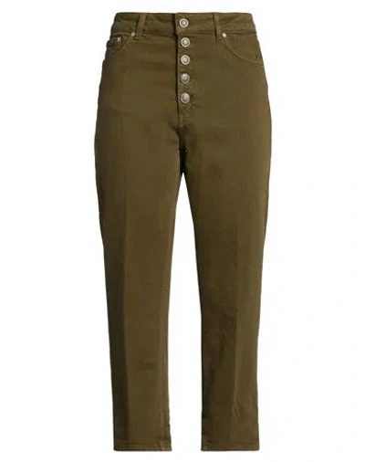 Dondup Woman Jeans Military Green Size 31 Cotton, Elastane