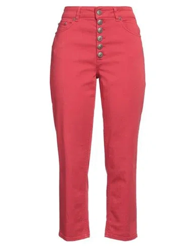 DONDUP DONDUP WOMAN JEANS RED SIZE 25 COTTON, ELASTOMULTIESTER, ELASTANE
