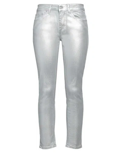 Dondup Woman Jeans Silver Size 32 Cotton, Elastane In Metallic