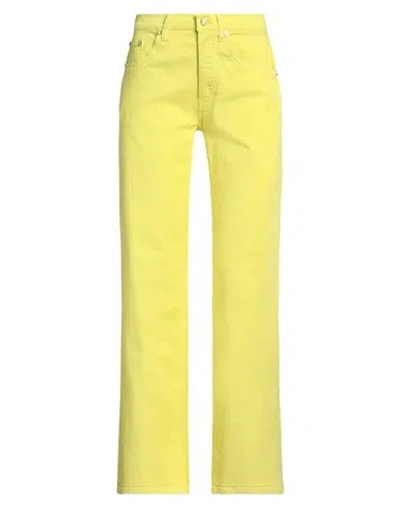 Dondup Woman Jeans Yellow Size 24 Cotton, Elastomultiester, Elastane