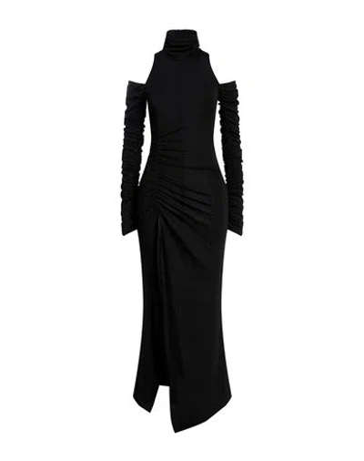 Dondup Woman Long Dress Black Size L Polyester, Elastane