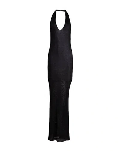 Dondup Woman Maxi Dress Black Size 6 Viscose, Metallic Fiber