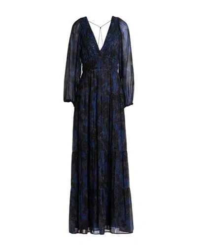 Dondup Woman Maxi Dress Midnight Blue Size 6 Viscose