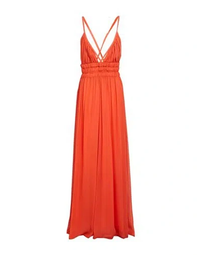 Dondup Woman Maxi Dress Orange Size 6 Viscose