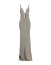 Dondup Woman Maxi Dress Taupe Size 6 Linen, Cotton In Grey