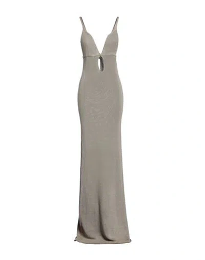Dondup Woman Maxi Dress Taupe Size 6 Linen, Cotton In Grey