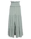 Dondup Woman Maxi Skirt Sage Green Size 10 Cotton In Sage Green