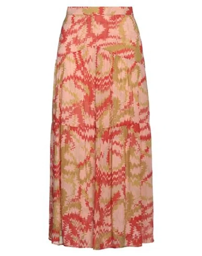 Dondup Woman Maxi Skirt Salmon Pink Size 6 Viscose, Cupro, Elastane