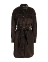 Dondup Woman Midi Dress Dark Brown Size 8 Cotton, Modal, Polyester, Elastane