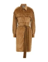 Dondup Woman Midi Dress Khaki Size 4 Cotton, Modal, Polyester, Elastane In Brown