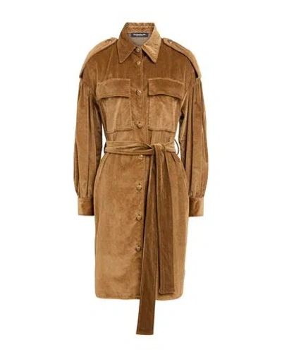 Dondup Woman Midi Dress Khaki Size 4 Cotton, Modal, Polyester, Elastane In Brown