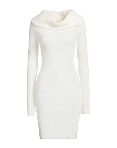 Dondup Woman Midi Dress Off White Size 10 Polyamide, Alpaca Wool, Wool