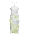 Dondup Woman Midi Dress Sky Blue Size L Cotton, Polyamide In Blue