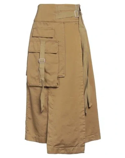 Dondup Woman Midi Skirt Khaki Size 6 Cotton In Beige