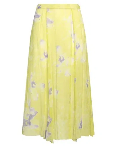 Dondup Woman Midi Skirt Lime Green Size 6 Silk