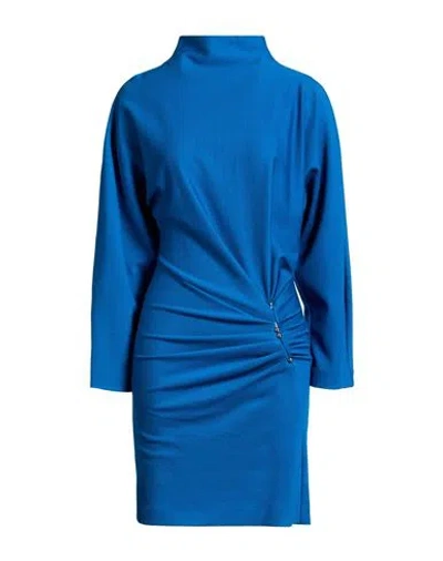Dondup Woman Mini Dress Azure Size 6 Viscose, Polyamide, Elastane In Blue