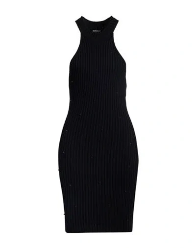 Dondup Woman Mini Dress Black Size 6 Organic Cotton, Polyamide In Multi
