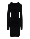 Shop Dondup Woman Mini Dress Black Size 6 Polyamide, Alpaca Wool, Wool