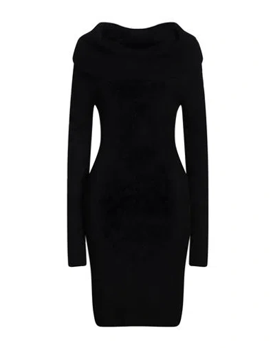 Dondup Woman Mini Dress Black Size 6 Polyamide, Alpaca Wool, Wool