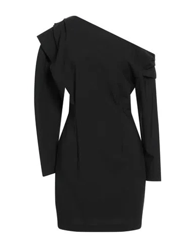 Dondup Woman Mini Dress Black Size 6 Polyester, Virgin Wool, Elastane