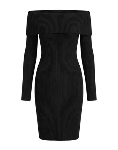 Dondup Woman Mini Dress Black Size 8 Polyamide, Alpaca Wool, Wool In Multi