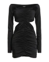 Dondup Woman Mini Dress Black Size L Polyamide, Elastane In Multi