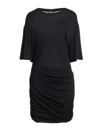Dondup Woman Mini Dress Black Size M Viscose, Modal, Silk In Multi