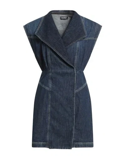 Dondup Woman Mini Dress Blue Size 6 Cotton