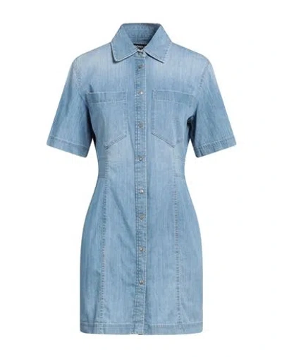 Dondup Woman Mini Dress Blue Size 6 Cotton, Elastane